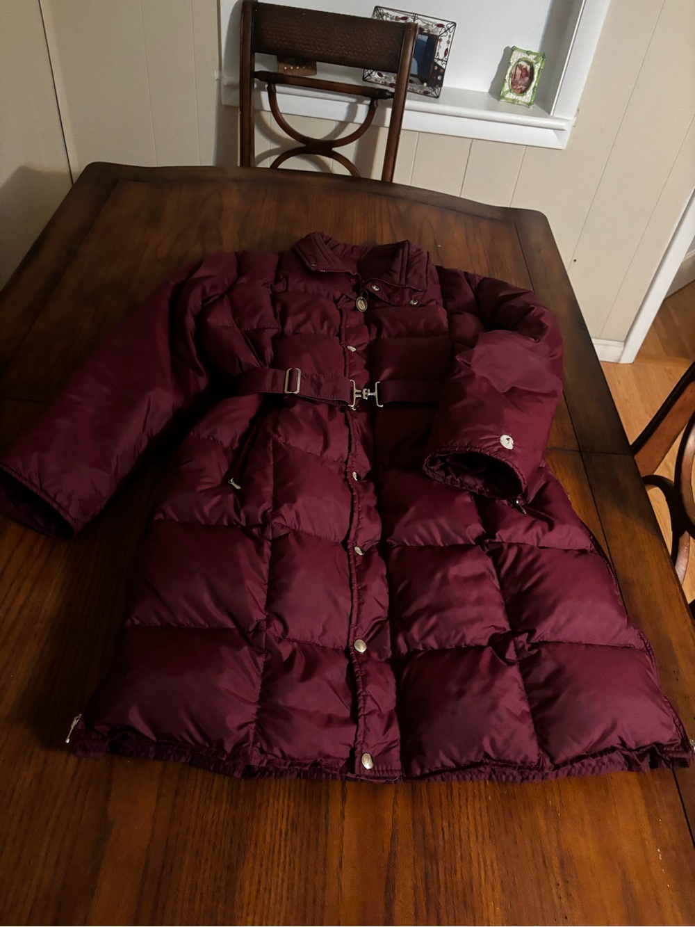 Vintage 70 80’s L Comfy USA Goose Down Quilted Puffer Jacket Parka belted Unisex
